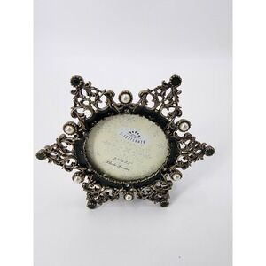 Sunflower Designs Vintage Ornate Pearl Crystal Green Enamel Picture Frame2.5x2.5